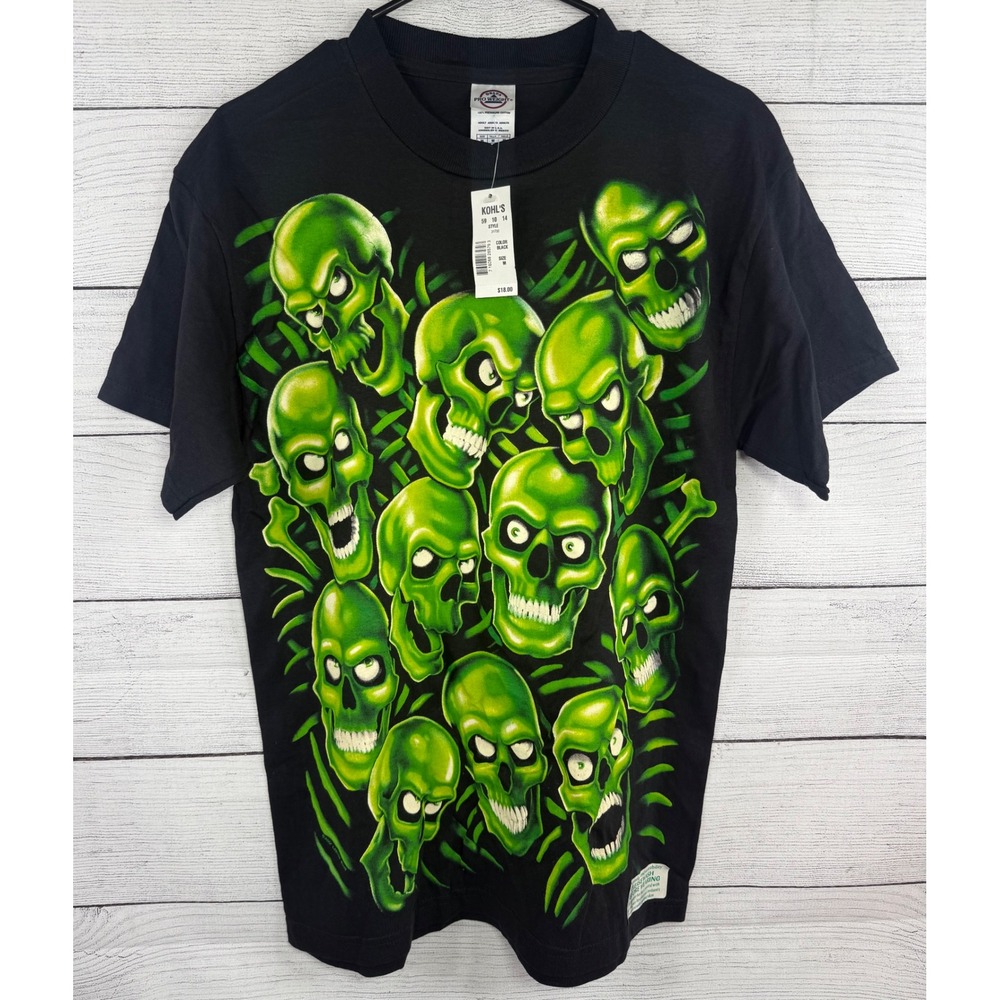 Liquid Blue 2001 Skulls Vintage Mens Shirt M Juicy J Streetwear Supreme AOP New